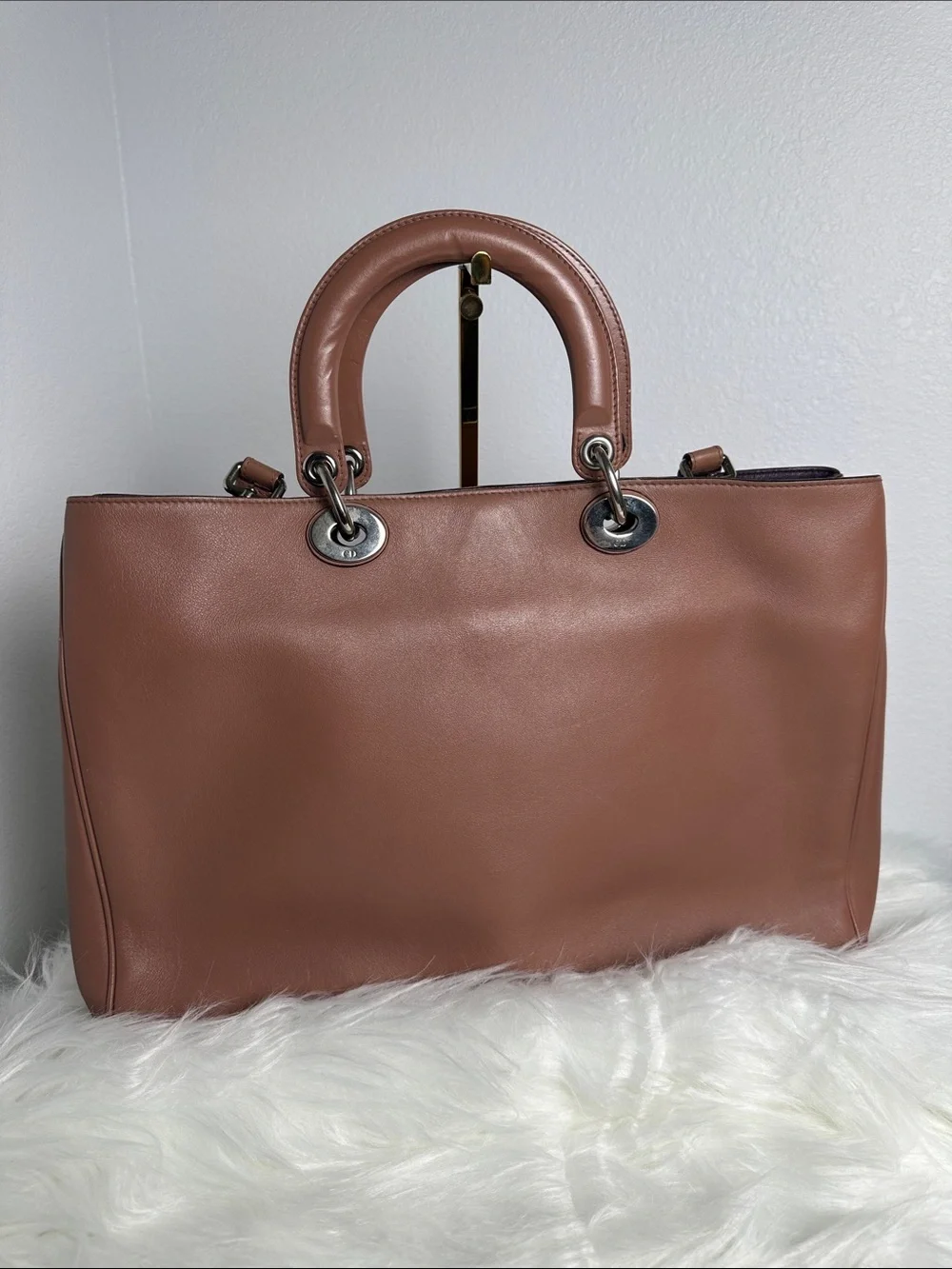 💯Authentic Christian Dior Large Lady Dior Tote Shoulder Bag i Dusty Rose Brown🍀 - Picture 6 of 17